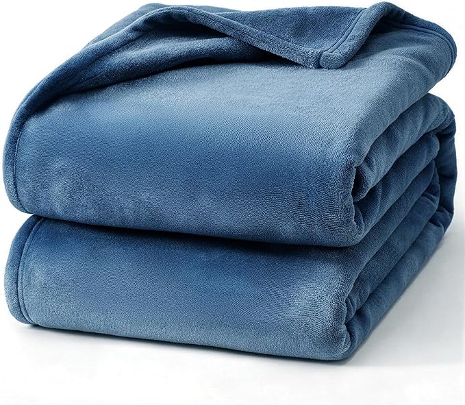 Hansleep Full Mineral Blue Fleece Blanket, Soft Flannel Bed Blanket | Fuzzy Cozy Blanket 84x90 Inches, Multi-use for Bed, Sofa, Couch, Travel, Camping, All Season Warm Lightweight Cover
