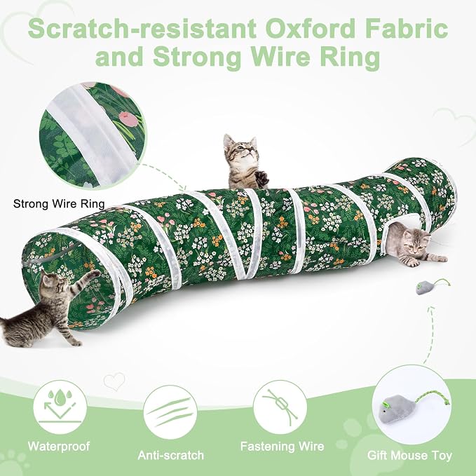 Glittme S-Shape Cat Tunnel, Foldable Cat Tunnels for Indoor Cats
