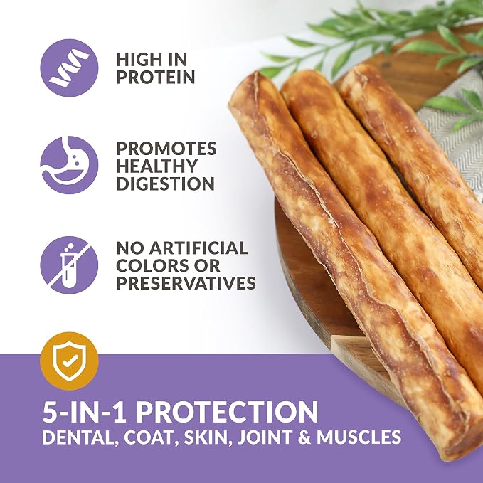 Wild Eats Real Duck Collagen Stick Dog Treat 10", 3 Count, Retriever Rolls | Long lasting rawhide and grain free chews, low fat recipe, suits medium and large breeds, satisfies natural gnawing urges