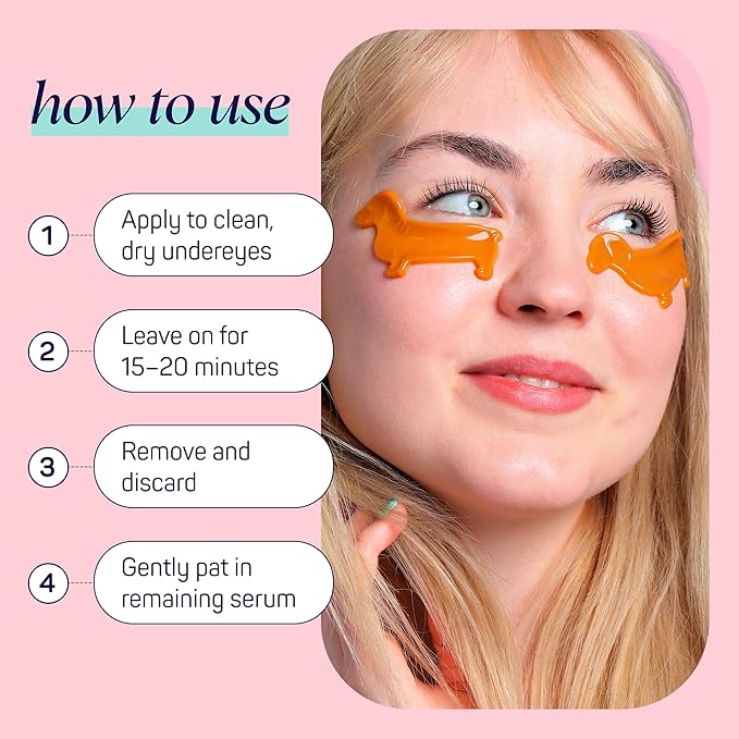 SpaLife So Fetch Hydrogel Under Eye Patches for Dark Circles | Dachshund Under Eye Patches for Puffy Eyes | Weiner Dog Undereye Bags and Puffiness Removal | Pack of 8 Pairs (8 Undereye Treatments)