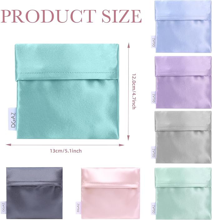 DGAZ silk Sanitary Napkin Storage Bag, Period Bag for Teen Aged Girls, Portable Period Bag for Panty Liners/Menstrual Cup/Small Tampons，Mini Makeup Bag for Purse(Blue Zephyr)