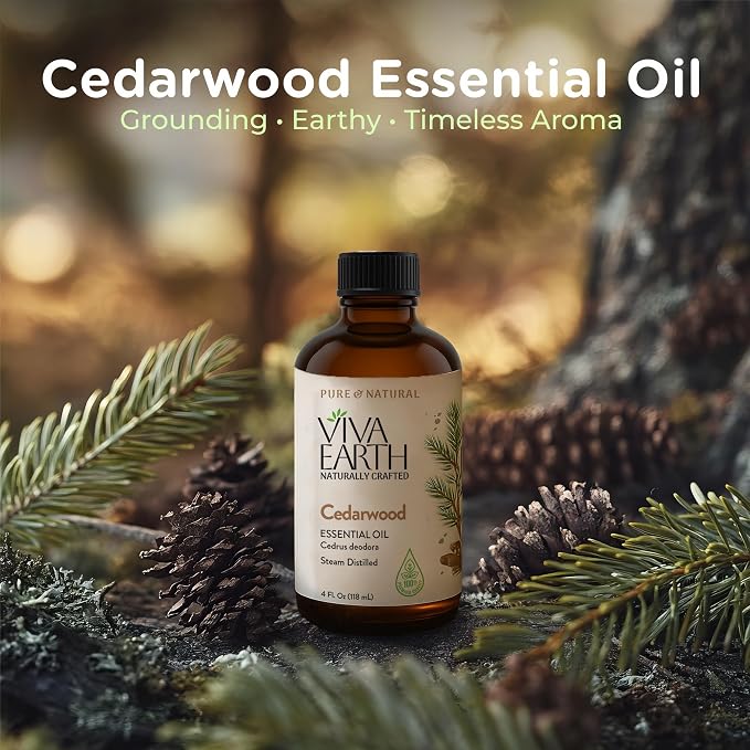 Cedarwood Essential Oil – 100% Pure and Natural Warm Woody Cedar Aroma for Diffusers, Aromatherapy, Hair and Skin Care, Scalp Massage, Soap and Candle Making – with Glass Dropper, 4 oz