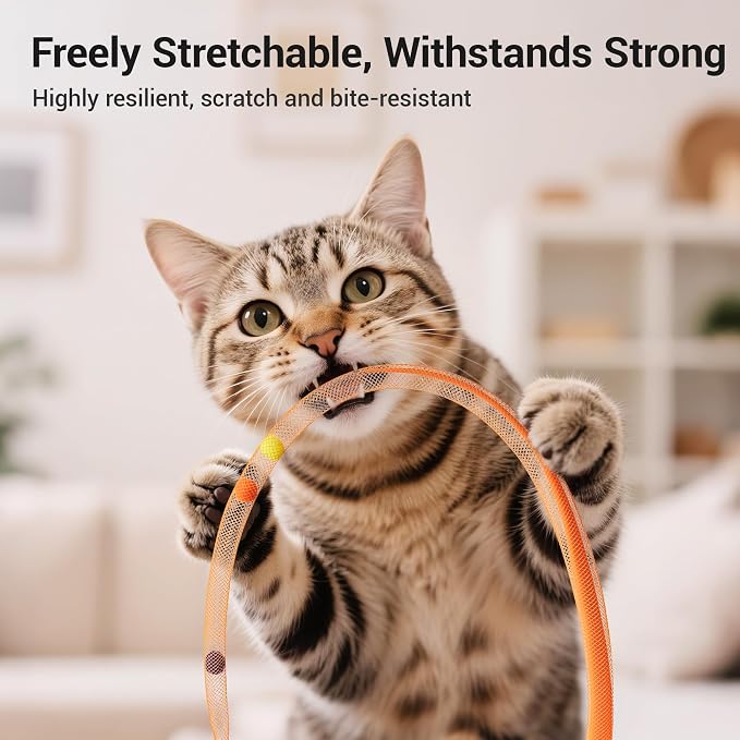 Potaroma Interactive Cat Toy with Motion Sensor, Chirping Sound & Catnip | Mesh Tail, Rechargeable Smart Rolling Ball for Bored Indoor Kittens & Adult Cats 3 Inches