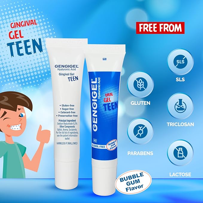 Gengigel Teen Hyaluronic Acid Oral Gel for Mouth & Gum Discomfort (15 ml), Soothes Irritation, Promotes Natural Healing & Protects Delicate Oral Tissue, No Paraben or SLS, Vegan & Kosher