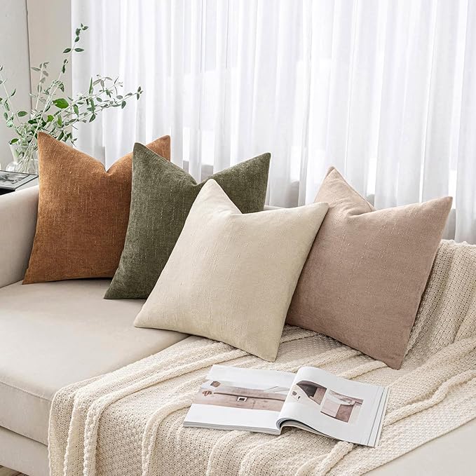 MIULEE 12x20 Inch Lumbar Textured Chenille Throw Pillow Covers Irish Cream | Pack of 2 Decorative Soft Throw Pillows, Solid Textured Cushion Covers, Modern Home Decor for Couch Sofa Bedroom Living Room