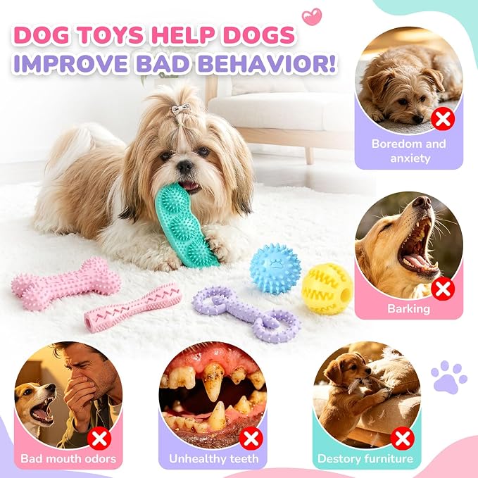 6 Pack Puppy Teething Chew Toys, Soft Durable Interactive Small Dog Toys, Cute Colorful Squeaky Puppy Toys for Teething Small Breed Puppies