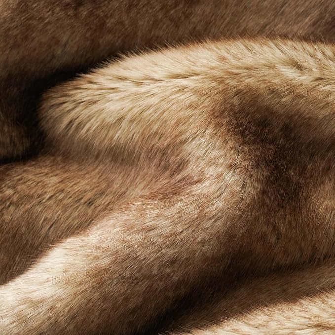 BATTILO Luxury Ochre Faux Fur Throw Blanket for Couch, Home Decor, 50"x60" | Soft Cozy Mink Plush Warm Elegant Fuzzy Furry Fluffy Faux Fur Blanket for Bed, Sofa, Living Room, Long Pile