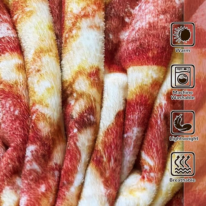 Bcareself Pizza Blanket Adult Kdis Size Double Sided Funny Realistic Food Personalized Throw Blanket Novelty Gift for Everyone 300 GSM Soft Flannel 60 inches Red