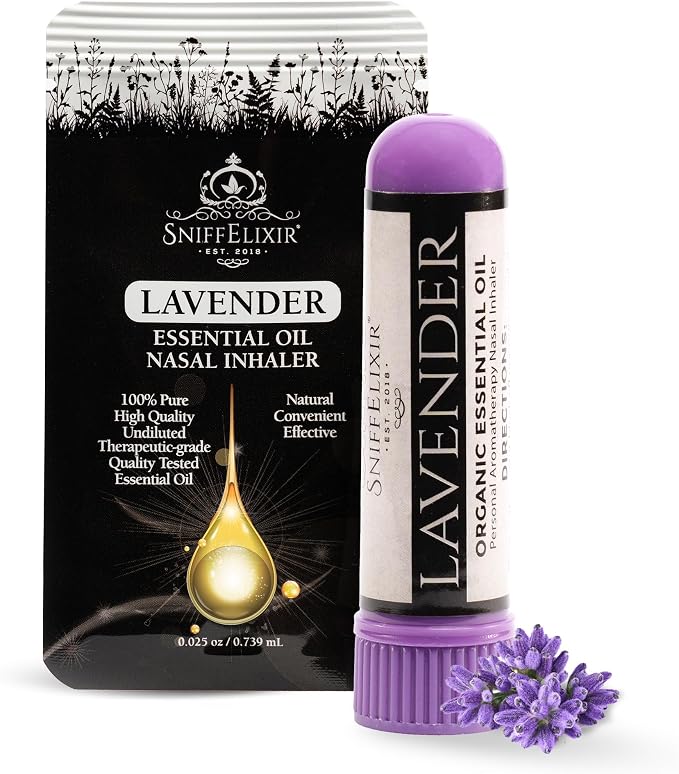 Lavender Essential Oil Aromatherapy Nasal Stick Vapor Inhaler for Sleep Aid, Meditation, Relaxation - USA Made with Organic Essential Oils, Natural Mood Support