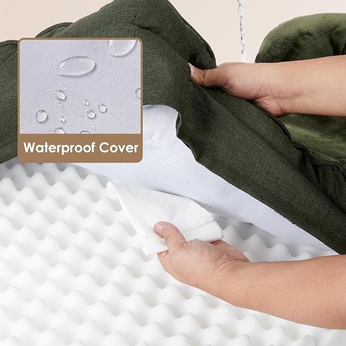 EHEYCIGA Orthopedic Dog Beds Large Sized Dog, Waterproof Washable Pet Bed | Non-Slip Bottom and Egg-Crate Memory Foam Dog Couch Bed with Washable Removable Cover, Dark Green