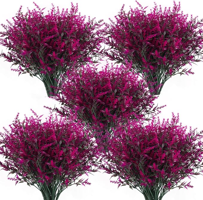 RECUTMS 36 Bundle Artificial Faux Plants Flowers Outdoor Spring Decoration | Fake Plants Greenery Artificial Flowers for Outdoors UV Resistant Outside Home Planter Porch Patio Window Yard Indoor Decor