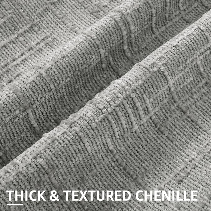 decorUhome Textured Chenille Throw Pillow Covers 12x20 Set of 2 Grey | Fall Modern Farmhouse Soft Cozy Slubby Couch Pillow Cases Boho Decorative Pillow Cases for Bed Sofa Living Room Home Decor