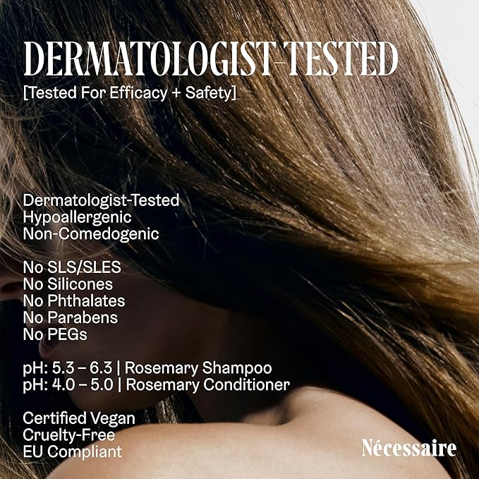 Nécessaire Rosemary Hair Duo | Multi-Protein Strengthening Rosemary Shampoo and Conditioner Set For Thinning Hair. For Women + Men. Free Of Sulfates. Color-Safe. 500 ml / 16.9 fl oz