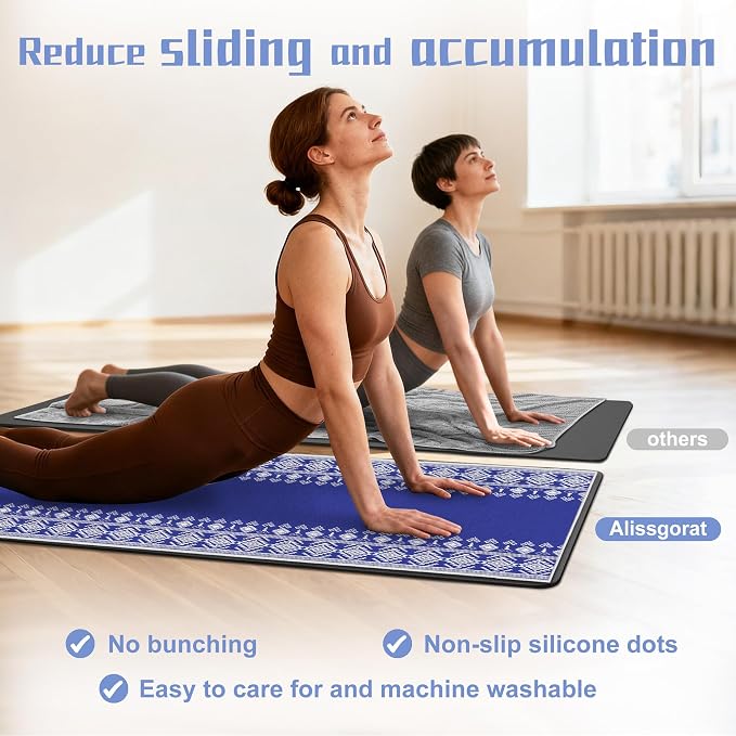 Yoga Towel,Absorbent Yoga Mat Towel for Hot Yoga Non Slip,Stylish Prints,Ideal for Workouts,Hot Yoga,Bikram,Pilates Equipment,72 x 27 in,Rhombus Geometry