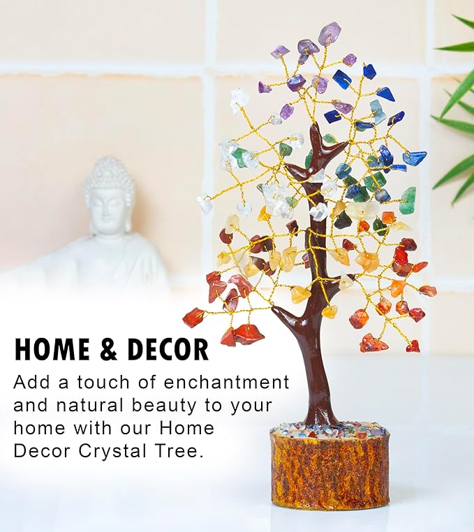 Crocon 7 Chakra Crystal Tree of Life D�cor Bonsai Tree Meditation Office Desk Decor Healing Crystals Stones for Birthday Gifts for Women House Warming Gifts New Home Decoration Present Sister Mom