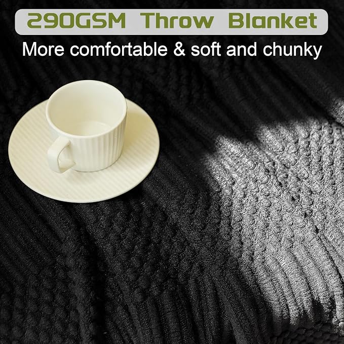 Blagic Soft Knitted Throw Blanket for Couch and Bed,Black,60"x80" | Lightweight and Cozy,Farmhouse Boho Blanket with Tassel,Decorative for Living Room,Gifts for Adults,All Season Use