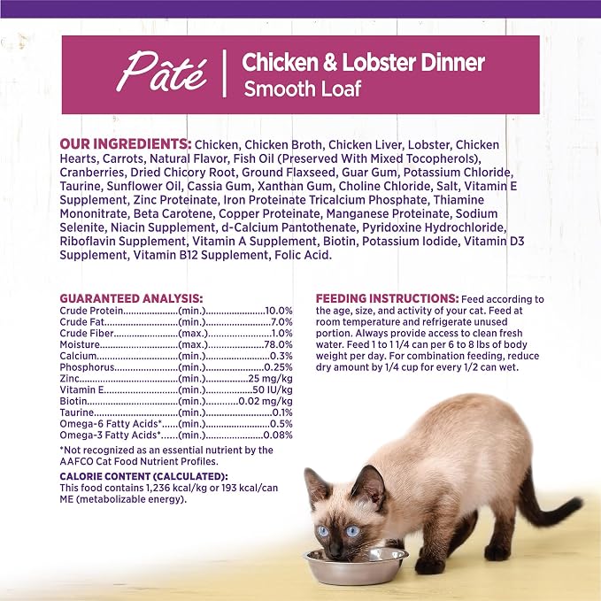 Wellness Complete Health Pate Adult Canned Wet Cat Food, Natural, Protein Rich, Grain Free, Chicken and Lobster Dinner Recipe, 5.5 oz, Pack of 24 Cans