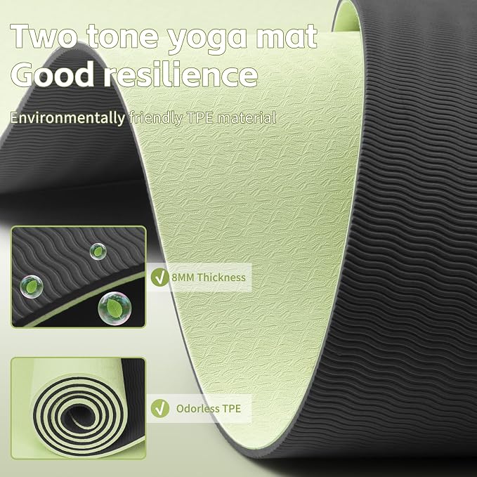 PAIDU Yoga Mat 8mm Super Thick TPE Fitness Mat | SGS Certified | Non-Slip, Odorless & Tear-Resistant | Unisex with Strap | for Yoga, Pilates, Meditation & Home Workouts