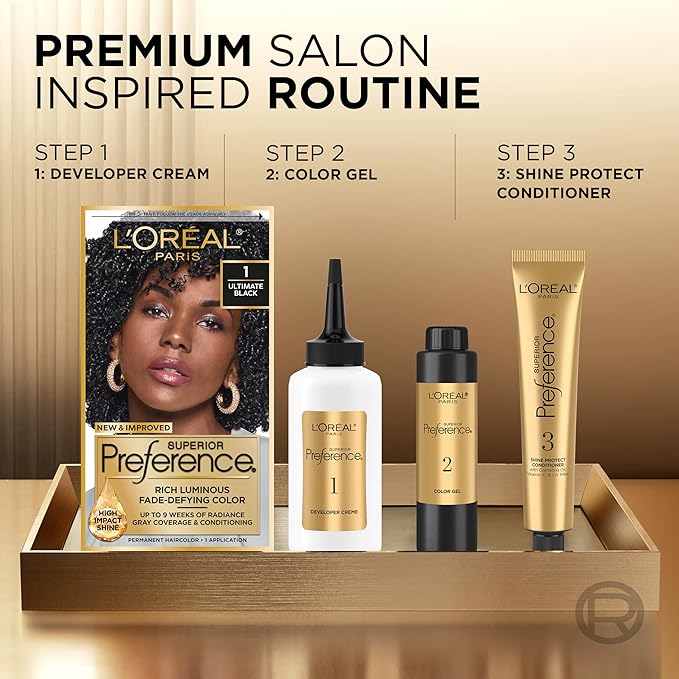 L'Oreal Paris Superior Preference Luminous Fade-Defying Permanent Hair Color, Hair Dye For Up to 9 Weeks of Radiance, Dark Ash Brown 4A, 1 Hair Dye Kit