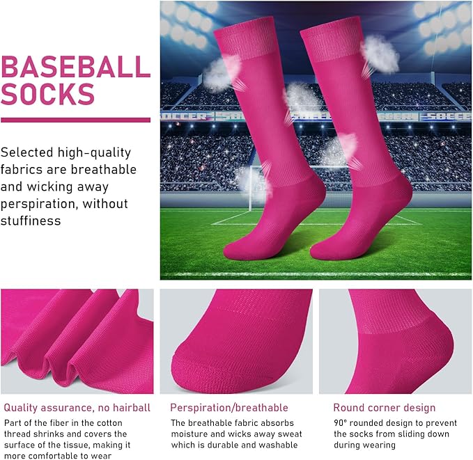 Zhanmai Baseball Belt and Socks Combo Adjustable Softball Socks and Elastic Waist Belt for Youth Boys Girls, Adult