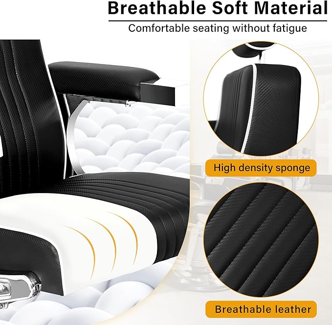 Reclining Barber Chair for Barbershop, Heavy Duty Styling Salon Chairs for Hair Stylist with Wide Backrest, All Purpose Hydraulic Beauty Salon Spa Shampoo Furniture, Black