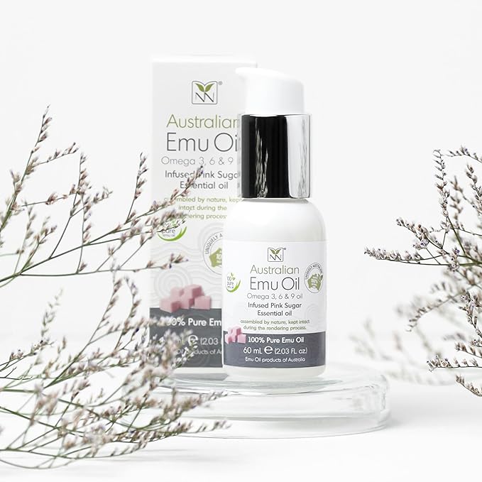 Y Not Natural Pure Emu Oil - Organic Moisture for Face, Body, Hair, Scalp & Nails - Rich in Omega 3-6-9, Vitamins & Essential Minerals - Australian Emu Oil (60ml) 2.03 fl oz - Pink Sugar