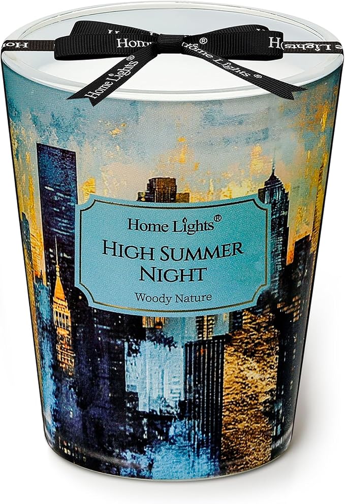 HomeLights High Summer Night Scented Candles | 6.7oz Soy Candles Industrial Chic Large Candle Jars | Ideal Candle Gifts for Events, Home Decor Stress, Relief & Relaxation