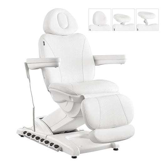DIR Spa Full Electrical 4 Motor Facial Beauty Bed - Doctor, Tattoo, Medical, Podiatry Chair with Thermal Heated Seats Apollo - White