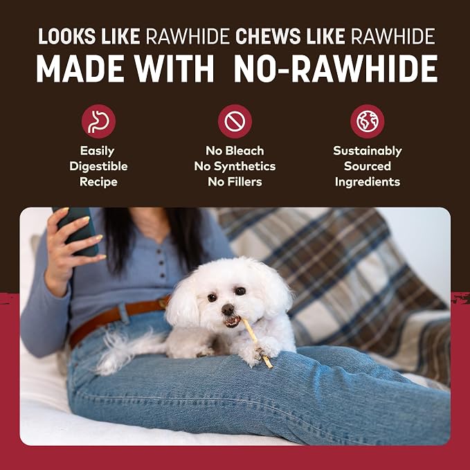 Earth Animal No Hide Stix - Rawhide Free Dog Chews Sticks 20 Count Beef | Small Sticks Beef Flavored Natural Rawhide Free Long Lasting Dog Chews - Treats for Small Dogs and Cats