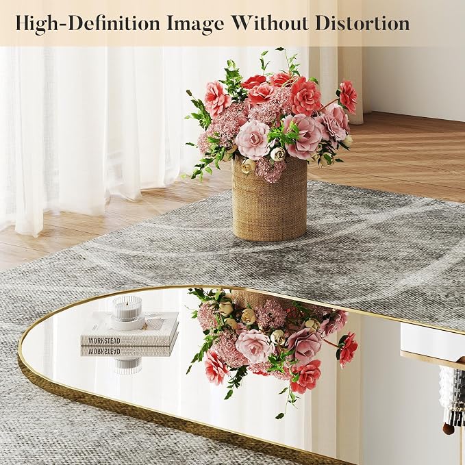 DUMOS 64"x21" Arched Full Length Floor Mirror, Full Body Mirror, Gold | Shatterproof Tempered Glass, Modern Aluminum Alloy Frame, Free Standing or Leaning for Home Decor