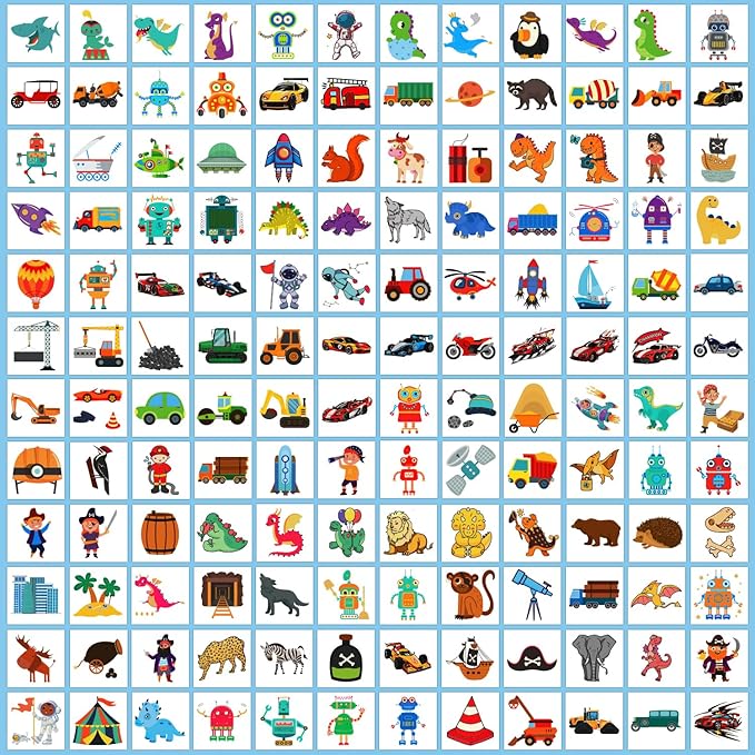 Partywind 408 PCS Kids Tattoos for Party Supplies, Individually Wrapped Sheet Temporary Tattoos Stickers for Kids Goodie Bag Stuffers, Fun Birthday Party Favors - Cool