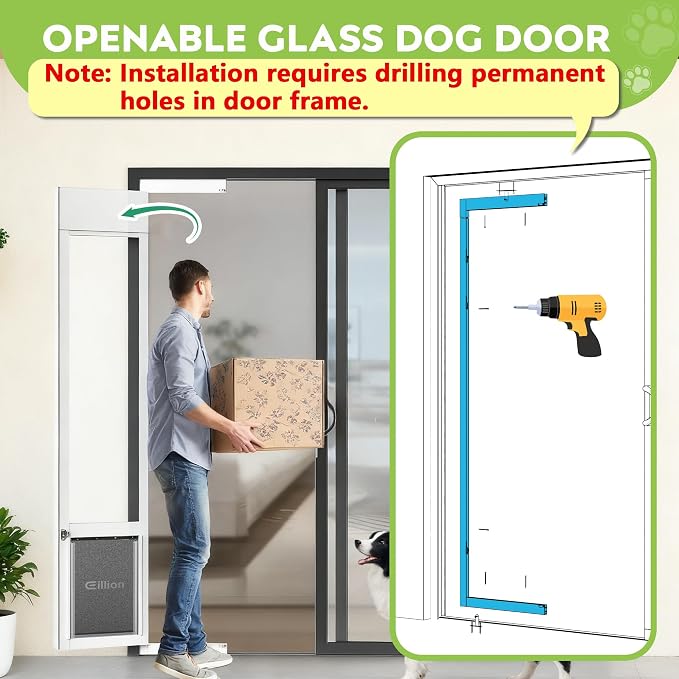 3 Flap Large Dog Door for Sliding Glass Door, Openable Pet Door for Sliding Glass Doors, Adjustable 75 7/8" to 81" Slider Height-Large