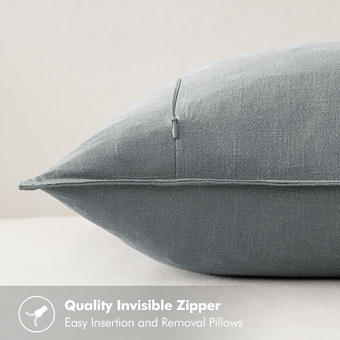 MIULEE Decorative Linen Euro Sham Pillow Covers 26x26 Gray | Boho Farmhouse Neutral Couch Throw Pillows for Bed, Pack of 2 Accent Modern Pillowcases, Sofa Livingroom Home Decor