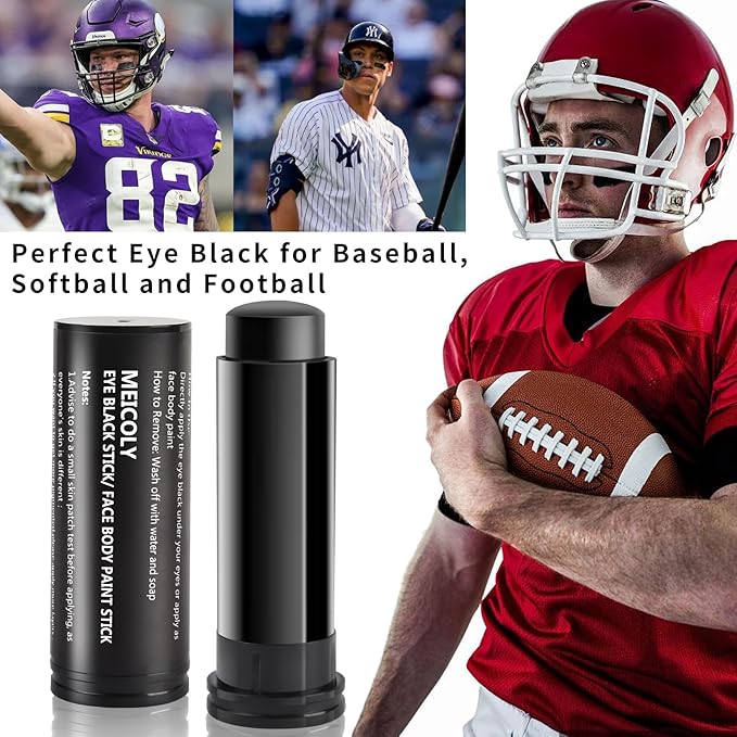 MEICOLY Black Face Paint,Eye Black Stick for Sports,Baseball Softball Football Lacrosse,Easy to Color Athletes Sporting,Smooth Halloween Face Body Paint Stick,0.5Oz