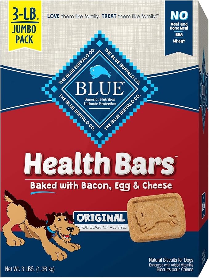 Blue Buffalo Health Bars Bacon Egg & Cheese Dog Biscuits, 48 oz | Oven-Baked, Crunchy Texture, Omega 3 Fatty Acids & Antioxidants for Immune Health