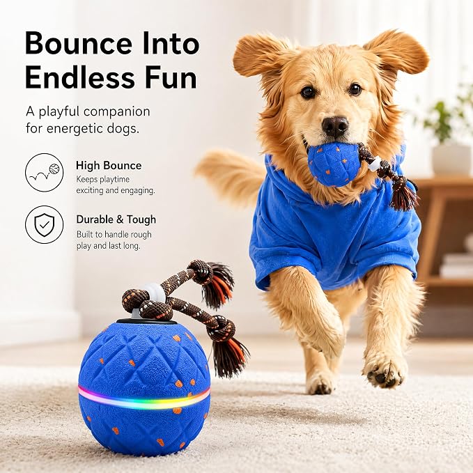 Interactive Dog Toy, with Birdsong Smart Herding Toy for Dogs E-TPU Material, IPX7 Waterproof, Blue