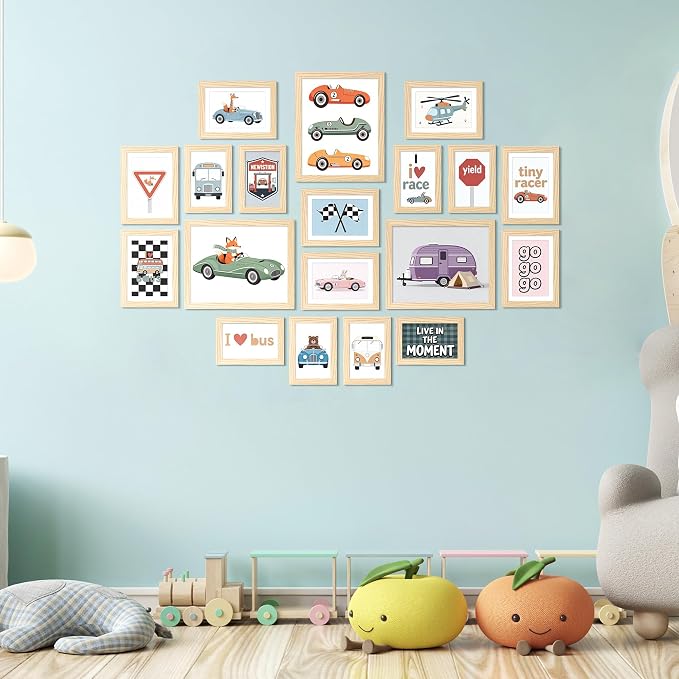 upsimples Picture Frames set of 19, Including 8x10, 5x7, 4x6 Natural Frame | Multi Picture Frames Collage Wall Decor, Gallery Wall Frame Set, Gift For Christmas, Mothers' day, Wedding, Dorm, Living Room