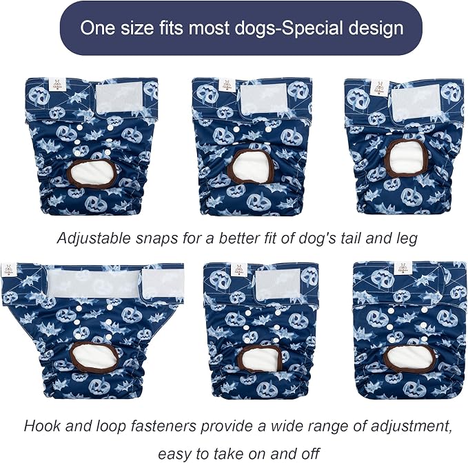 CuteBone Dog Diapers Female Washable Small Medium Large 3 Pack Reusable Doggie Diapers Puppy Period Pants for Doggy Heat Cycle Peeing