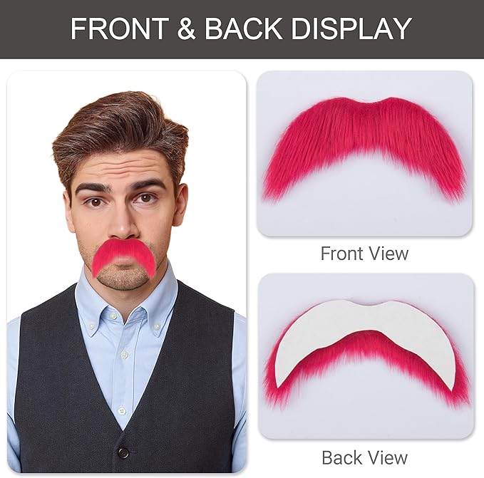 Fake Mustache for Men Classic Halloween Self Adhesive Fake Beard Novelty Stick On Fake Mustaches