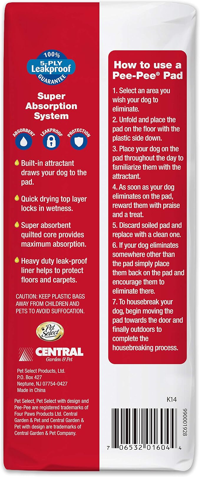 Four Paws Pet Select Pee Pee Pads for Dogs and Puppies 14 Count Standard 22" x 23" | Leak-proof, 12 hour floor protection, quilted potty training pads, 5 layers, 22" x 22"