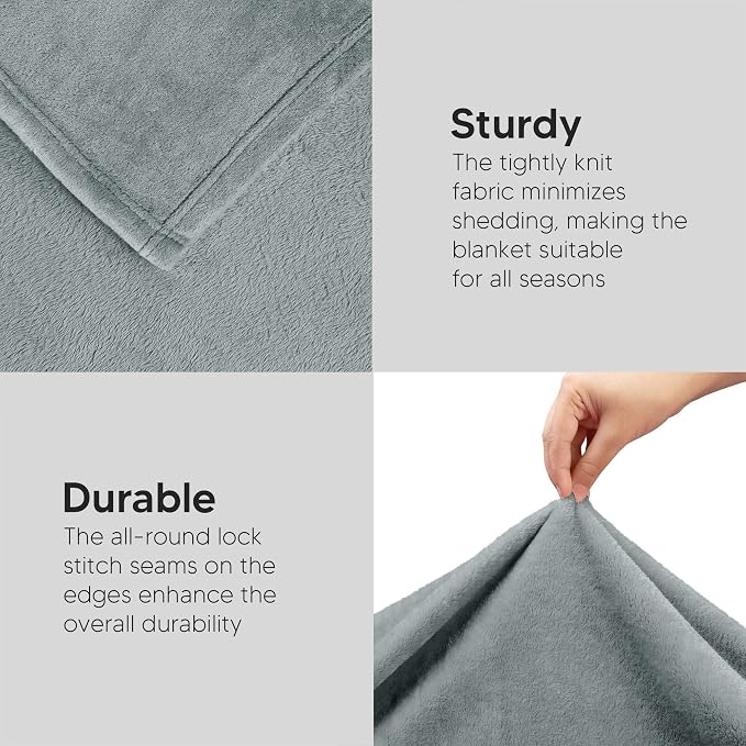 Utopia Bedding Soft Fleece Bed Blanket Full Size Ash Grey (90x84 Inch) | Microfiber Plush Warm Lightweight Breathable Cozy Blanket Anti-Static, All Season Use, Gift for Women and Men