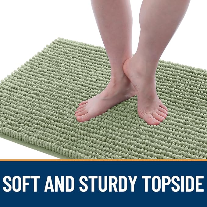 OLANLY Dog Door Mat for Muddy Paws 36x24, Extra Absorbent Chenille Mud Mat | Sage Green, Absorbs Moisture and Dirt, Non-Slip Machine Washable Doormat, Quick-Drying Indoor Entryway Floor Mat for Dogs