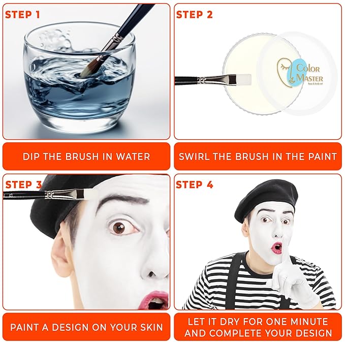 Face and Body Paint (water-based) White (30gm), Non-Toxic and High-Quality Body Paint for Halloween Makeup, Costumes, Festivals
