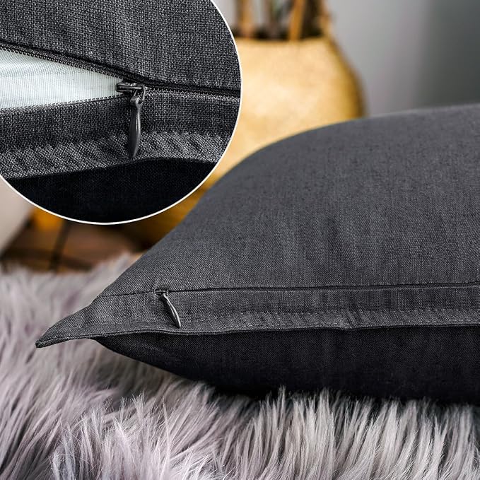 Jeanerlor SureGuard Pillowcase Cousion Cover Decor Cotton Linen with Unique Design to Embellish Study Room/House/Office, 20"x20"(50 x 50cm), Dark Grey