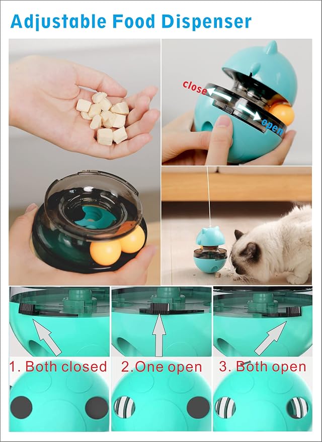 Cat Treat Dispenser Tumbler Interactive Puzzle Feeder, Cat Snacks Temptations Ball Food Puzzle Toy