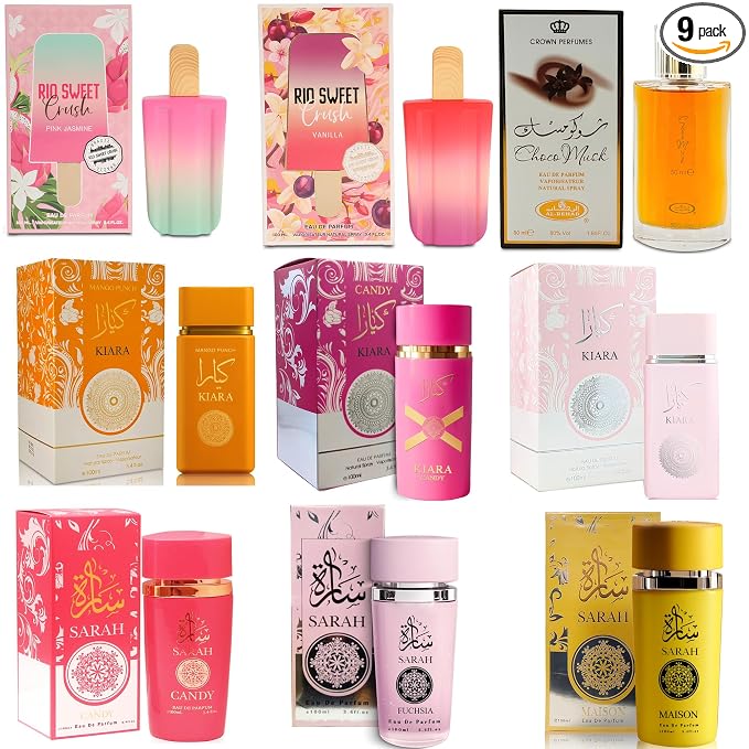 AFLUXE Women's Perfume Sampler Set - 9 x 100ml Full-Size Luxury Fragrances | Floral, Fruity, Gourmand & Woody Scents | Gift Ready Collection for Her(Set G)