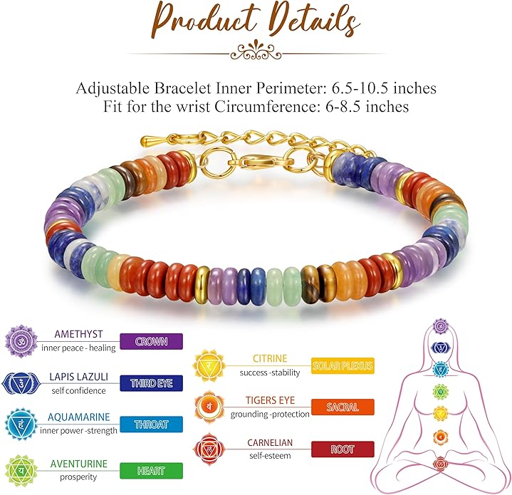 Yavannah Crystals and Healing Stones Beaded Bracelets Stress Relief Spiritual Gifts for Women