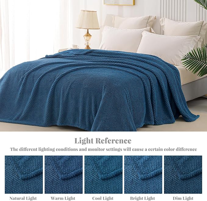 Whale Flotilla Soft Fleece King Size Bed Blanket, Navy Blue | 90x104 Inch, Suitable for Bed, Fluffy Fuzzy Jacquard Blankets for All Season, Lightweight and Cozy