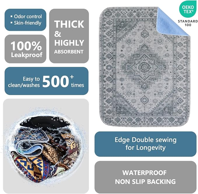 Washable Pee Pads, Super Absorbent Puppy Pads, 2 Pack 18"x24" | Reusable Dog Training Pads, Leakproof With Waterproof Non-Slip Backing For Crates, Floors, Indoor Potty & Furniture