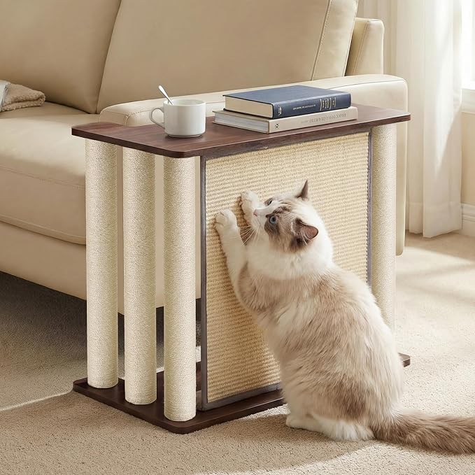 Veehoo Cat Scratcher Side Table for Couch, Sofa Protector End Table | Couch corner protector, sisal scratching posts, sisal scratch pad, heavy-duty base, easy to assemble